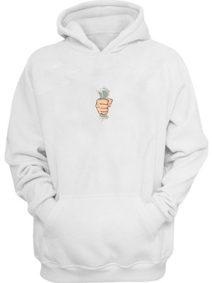 The Wert Unisex Doları Banknot Illüstrasyon Baskılı Beyaz Normal Kalıp Şardonlu Kalın Sweatshirt