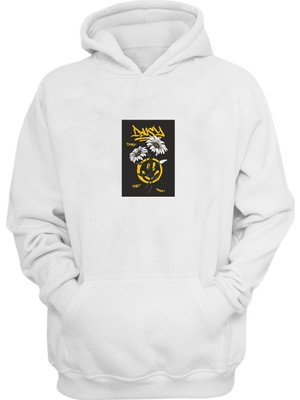 The Wert Unisex Daısy Smile Papatya Baskılı Beyaz Normal Kalıp Şardonlu Kalın Sweatshirt