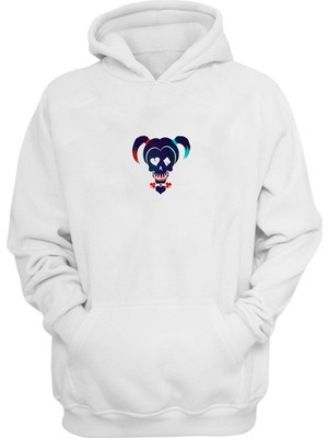 The Wert Unisex Harley Quinn Dc Baskılı Beyaz Normal Kalıp Şardonlu Kalın Sweatshirt