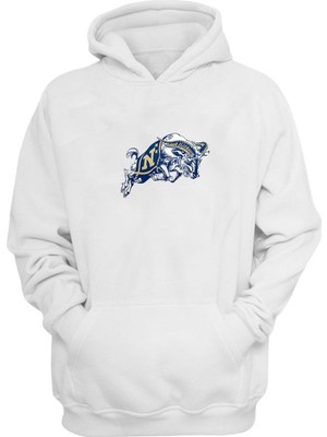 The Wert Unisex Black Knights Futbol Baskılı Beyaz Normal Kalıp Şardonlu Kalın Sweatshirt