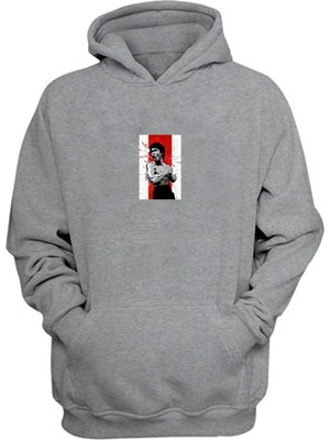 The Wert Unisex Bruce Lee Baskılı Gri Normal Kalıp Şardonlu Kalın Sweatshirt