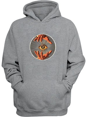 The Wert Unisex Göz Içinde Kuru Kafa Baskılı Gri Normal Kalıp Şardonlu Kalın Sweatshirt