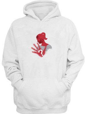The Wert Unisex Kadınlara Karşı Şiddete Son Baskılı Beyaz Normal Kalıp Şardonlu Kalın Sweatshirt