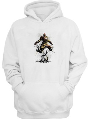 The Wert Unisex Dhalsim M. Bison Baskılı Beyaz Normal Kalıp Şardonlu Kalın Sweatshirt