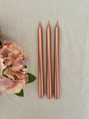 Hediye Ofisi Sedefli Rose  Bakır Renkli Şamdan Mumu