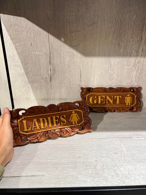 Miamantra Ahşap Ikili Ladies & Gent Kapı/duvar Yazısı - Bay ve Bayan Wc Yazısı