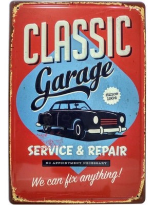 CajuArt Classic Garage Temalı 20X30 cm Metal Plaka Metal Tablo