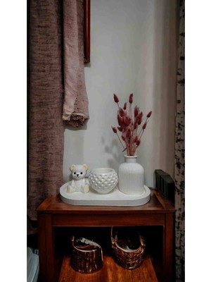 Home Decor Homedec Sevimli Ayıcık, Kaktüs Saksısı ve Çizgili Vazo Set 4 Parça