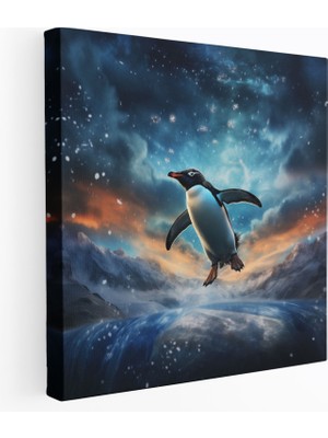 Painted Anarchy Penguen Duvar Sanatı - Uçan Penguen Gerçeküstü Dijital Tablo - Penguen, Penguen Tablosu, Duvar Sanatı, Uçan Penguen Sanatı, 30X30