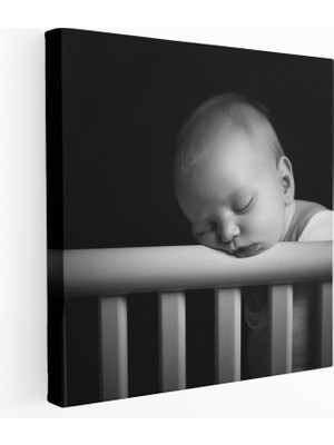 Painted Anarchy Bebek Odası Minimalist Siyah Beyaz Kanvas Tablo - Bebek Odası, Uyuyan Bebek, Kreş, Kanvas Tablo, 30X30