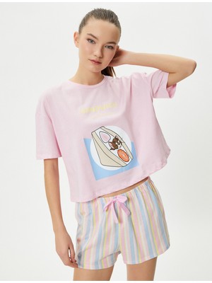 Koton Tom ve Jerry Pijama Takımı Şortlu Kısa Kollu