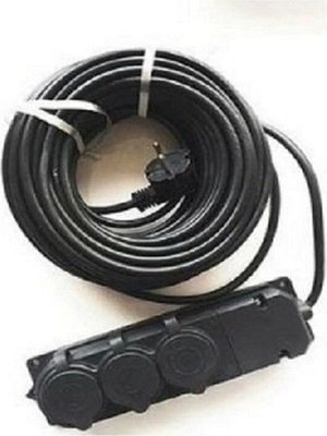 Granada 3'lü 5 Metre IP44 Topraklı Kauçuk Uçlu Uzatma Kablosu Ttr/cca - Siyah