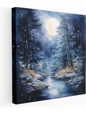Painted Anarchy Gece Yarısı Ormanı Kanvas Tablo Tablo - Gece Yarısı, Sakin, Duvar Dekorasyonu, Ev Dekorasyonu, 30X30