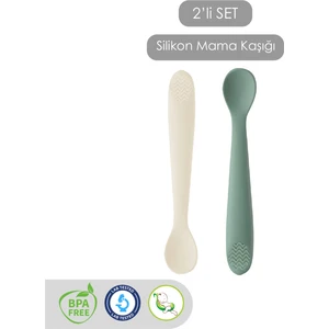 Meleni Baby 2'li Diş Kaşıyıcı Bebek Mama Kaşığı - Silikon Mama Kaşığı