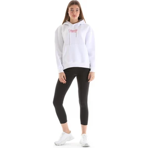 Kadın Nakış Detaylı Kapüşonlu Sweatshirt Beyaz