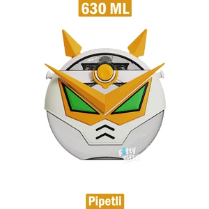 Cocosmile Özel Kutulu 630 ml Pipetli Robot Temalı Tritan Su Matarası Boyun Askılı