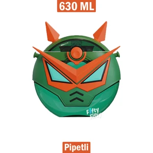 Cocosmile Özel Kutulu 630 ml Pipetli Robot Temalı Tritan Su Matarası Boyun Askılı