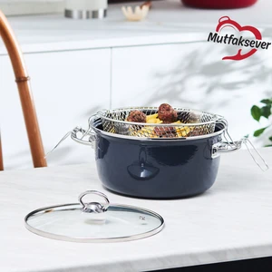 Mutfaksever Indüksiyon Tabanlı Emaye Kızartma Tenceresi 22 cm Antrasit
