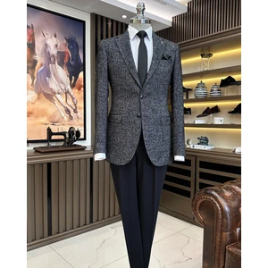 Terzi Adem Altun Terziademaltun Italyan Stil Slim Fit Mono Yaka Erkek Ceket Siyah T10888