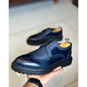 Terzi Adem Altun Terziademaltun Italyan Stil Iç Dış Deri Erkek Ayakkabı Lacivert T11204