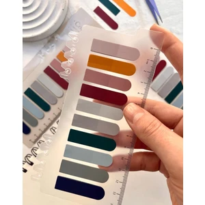 Kağıt Gemi Dükkan 10 Renkli Cetvelli Retro Koyu Tonlar Oval Şeffaf Pet İndeks Sticker/İndex/Postit/Post-it/Kitap Ayracı/Not Kağıdı