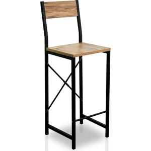 Bar Taburesi Yüksek Sandalye Cafe Sandalyesi Metal Gövde ile Ahşap Renk 5145 Şık ve Dayanıklı Tasarım