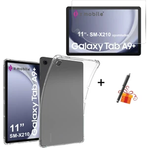 Samsung Galaxy Tab A9+ Plus 11”  SM-X210 Silikon Kılıf Antishock + Nano Esnek Ekran Koruyucu Kalem Hediyeli Set