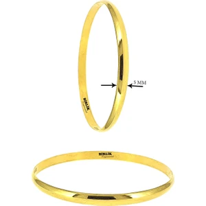 8 Ayar Altın Hediyelik Takı Bileziği 5 mm Düz Bombe