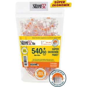 Süzen 92 SÜZEN92 Slim Sigara Filtresi Ekonomik Poşet 540'LI + Adaptör 60'lı (Özel Seri)