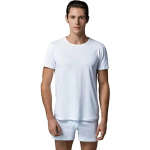 2 Adet Pamuklu Bisiklet Yaka Erkek Fanila T-Shirt