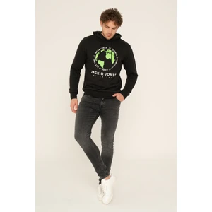 Jack & Jones Logo Baskılı Kapüşonlu Sweatshirt - Round