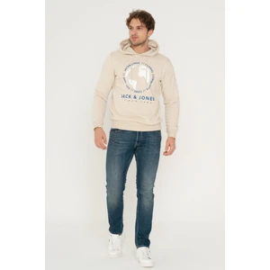 Jack & Jones Erkek Logo Baskılı Kapüşonlu Sweatshirt - Round