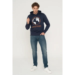 Jack & Jones Logo Baskılı Kapüşonlu Sweatshirt - Round