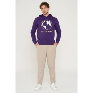 Jack & Jones Logo Baskılı Kapüşonlu Sweatshirt - Round