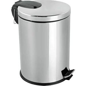 Paslanmaz 430 Krom Metal Iç Kovalı Pedallı Ofis Banyo Mutfak Çöp Kutusu Kovası - 20 Litre