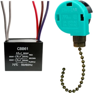 Zıng Ear Tavan Vantilatörü Çekme Zinciri Anahtarı 3 Hız 4 Telli, Tavan Vantilatörü Kondansatörü CBB61 4.5uf + 6uf + 5uf 5 Tel 250V,A (Yurt Dışından)