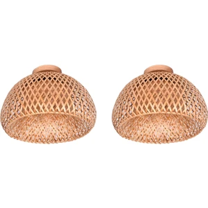 2x Bambu Hasır Rattan Aydınlatma Armatürü Gömme Montaj Asılı Tavan Lambası Oturma Odası Yatak Odası Yemek Odası Için, 30X18 cm (Yurt Dışından)