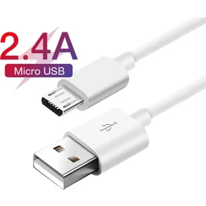Premium 0,9 Metre Micro USB Hızlı Şarj ve Data Kablosu 2.4 Amper Beyaz