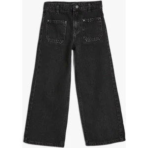 Ispanyol Paça Kot Pantolon Cep Detaylı Normal Bel - Flare Jean