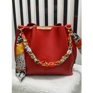 Fular Detaylı Uzun Omuz Askılı Kadın Çanta