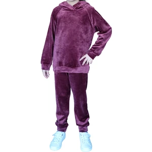 Bordo Kız Çocuk Kadife Alt Üst Takım