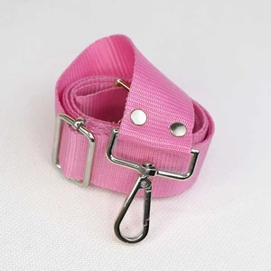 Polyester Kolon Çanta Sapı Ayarlanabilir Pembe - Gümüş Kanca