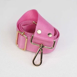 Polyester Kolon Çanta Sapı Ayarlanabilir Pembe - Gold Kanca
