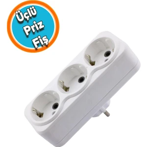 Fiş Priz Topraklı Çoklu Grup Priz Çoğaltıcı Üçlü Golyat Elektrik Prizi 3'lü