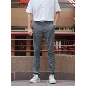 Erkek Kumaş Pantolon Standart-Fit Old Money Düz Desenli Siyah Günlük Model