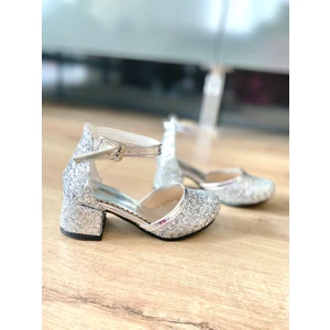 NS Little Gümüş Işıltılı Kız Çocuk Topuklu Ayakkabı