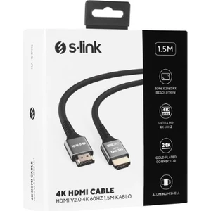SLX-HD4K015 19+1 HDMI To HDMI 1.5m Metal V2.0 4K (4096*2160) 60Hz Kablo