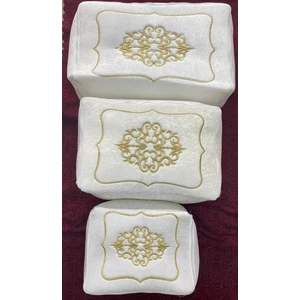 Madam Gold Hurç KREM 3LÜ GELİN DAMAT HURÇ BOHÇA SETİ