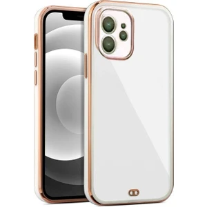iPhone 12 Arka Kapak Kılıf Beyaz Kenarlı  Rose