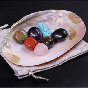 My Takı Ağacım FH Sedef Kabuk Içerisinde Çakra Taşlarından Doğal Taş Tamburlanmış/tımbıl Doğal Taş 7'li Set